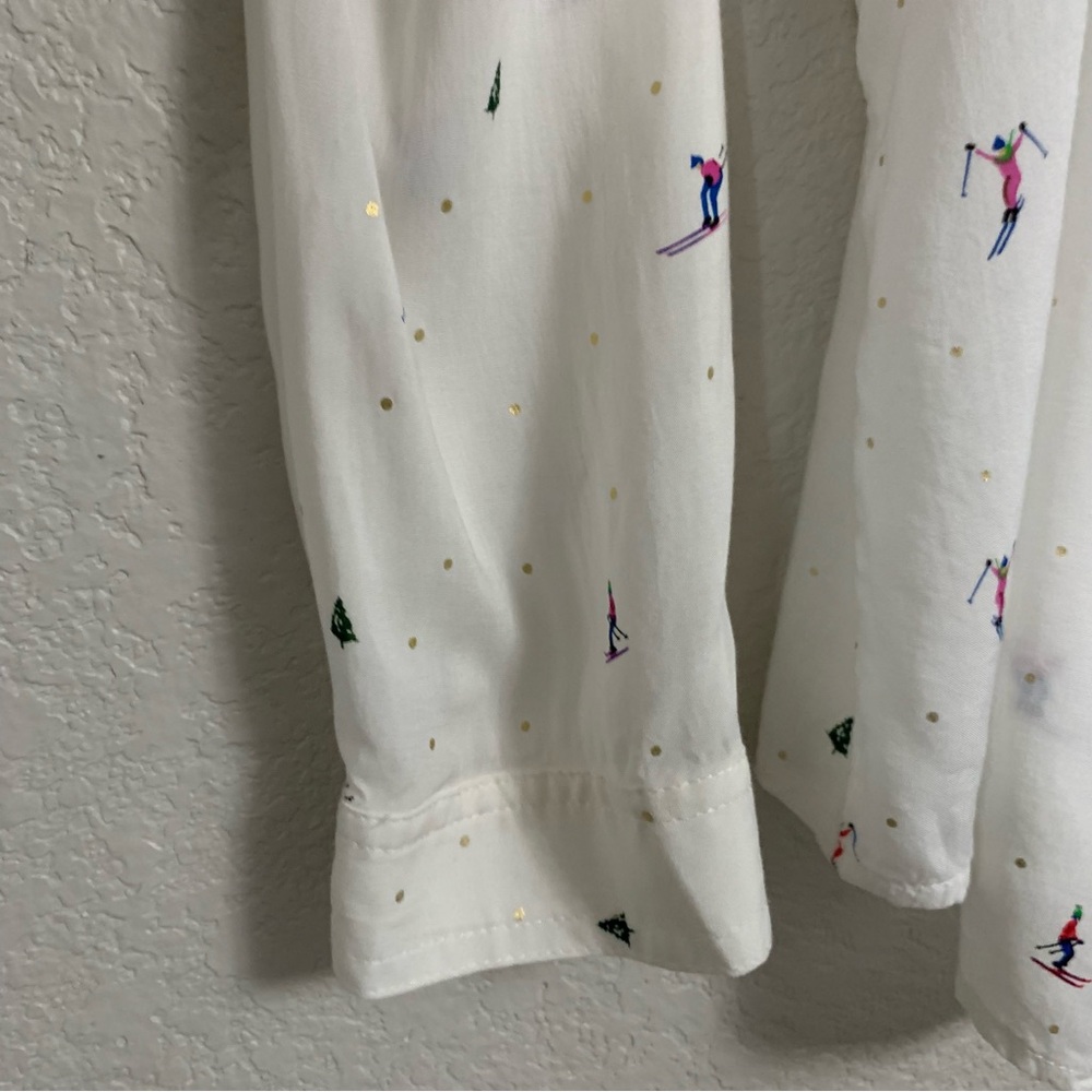 32 of 52 Conversations Anthropologie Blouse Top Womens 16 Skier Novelty Print - Picture 7 of 16
